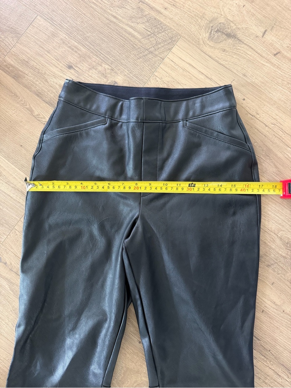 SPANX Black Faux Leather High-Rise Flare Leg Pull On Pants - Picture 9 of 12